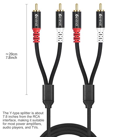 Devinal 10FT RCA Cables, 2RCA to 2RCA Audio Cable, Male Stereo RCA Cord - Image 7