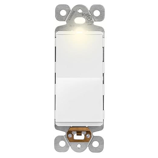LIDER Minimalist Design Matte Finish Lighted Decorator Switch, Single Pole by LIDER