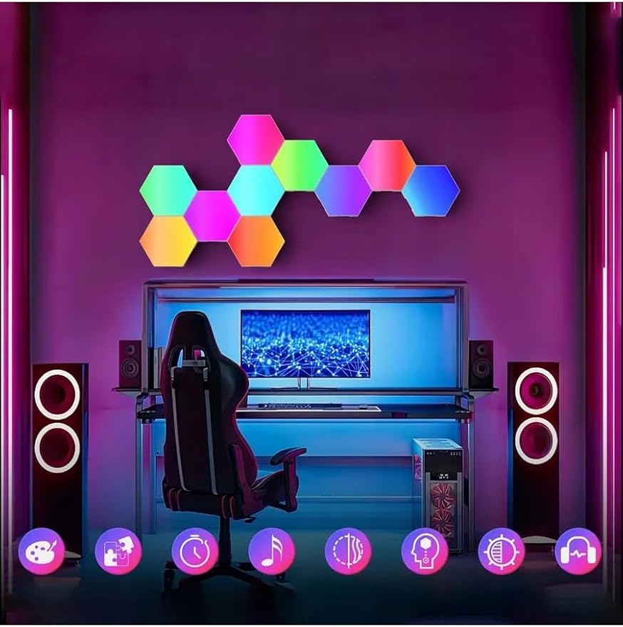 ODISTAR Remote Control Hexagon Wall Light, Smart Wall-Mounted Touch-Sensitive - Image 5