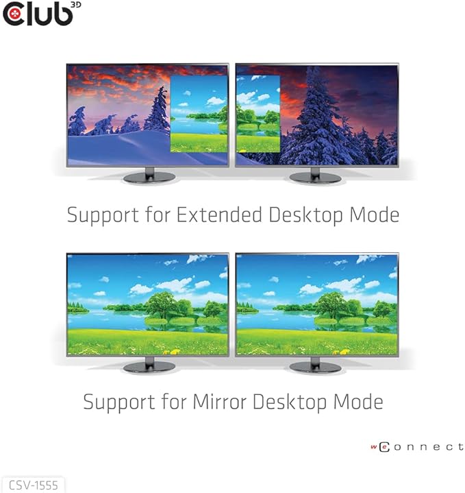 Club 3D CSV-1555 USB3.2 Gen2 Type-C to DisplayPort Dual Monitor 4K60Hz M/F MST - Image 3