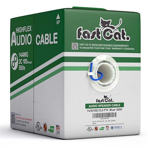 fast Cat. Speaker Wire 14 Guage 2C, UL Listed & CMR/CL3R-FT4 Rated by CONNECTIVITYviafastCat