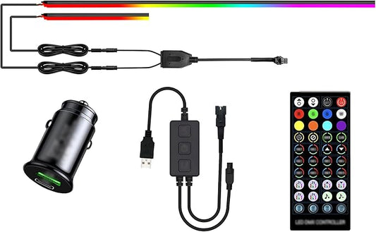 KENANEK 55.12’’ Acrylic Car Ambient Lighting Kit – 2 RGB LED Light Strips by Unknown