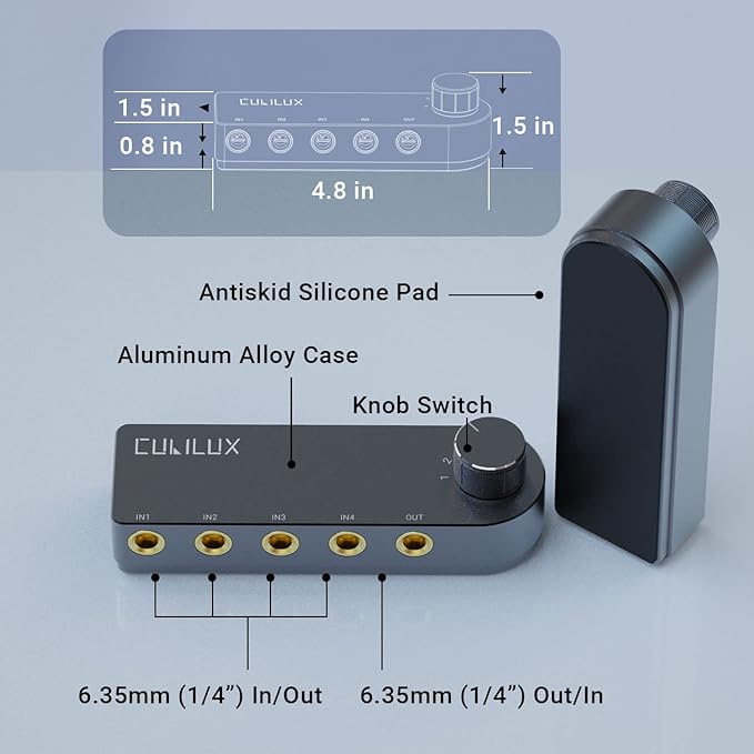 Cubilux Bidirectional 4-Channel 6.35mm Audio Selector, 1x TRS to 4X TRS Stereo - Image 6
