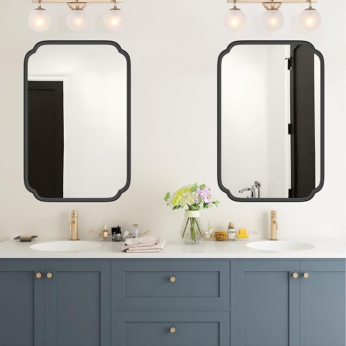 Black Bathroom Vanity Mirrors for Over Sink 24" x 36" Modern Rounded Corner - Image 2