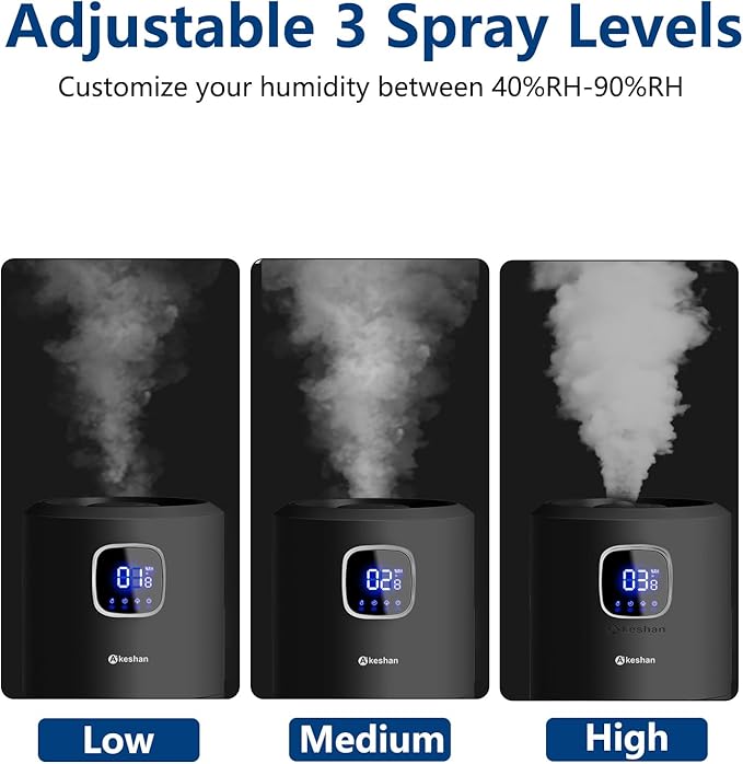 Akeshan Large Humidifiers for Bedroom, 9L/2.5Gal Ultrasonic Cool Mist, Top Fill - Image 6