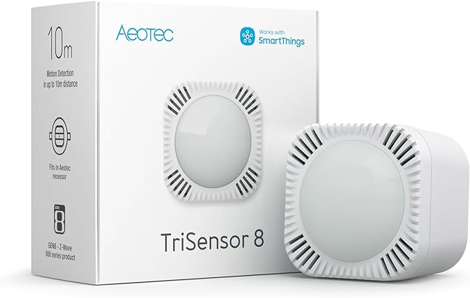 Aeotec TriSensor 8, 800 Series Zwave Motion Sensor, Temperature, Light Sensor by Aeotec