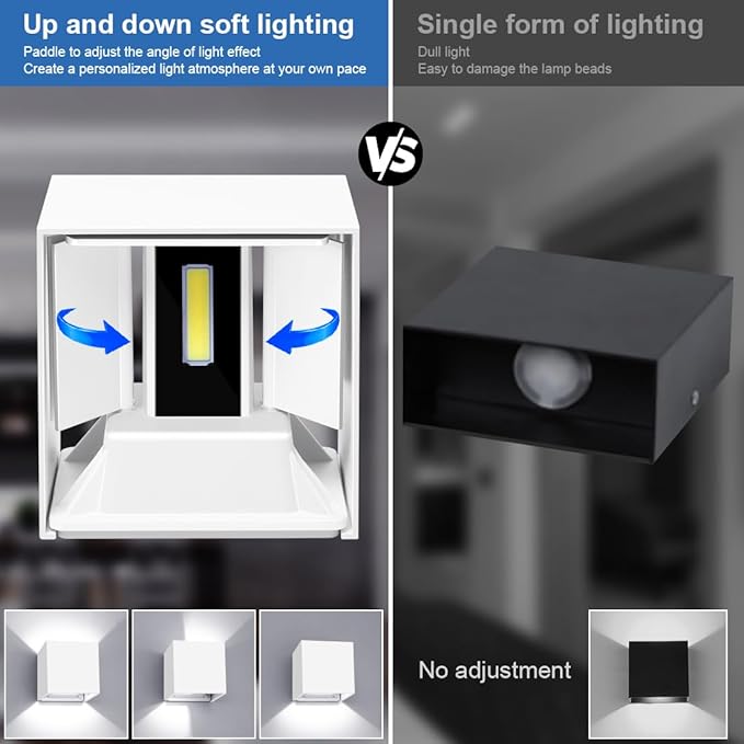ledmo LED Outdoor Sconses Light Up and Down Wall Lights Adjustable Lighting - Image 8