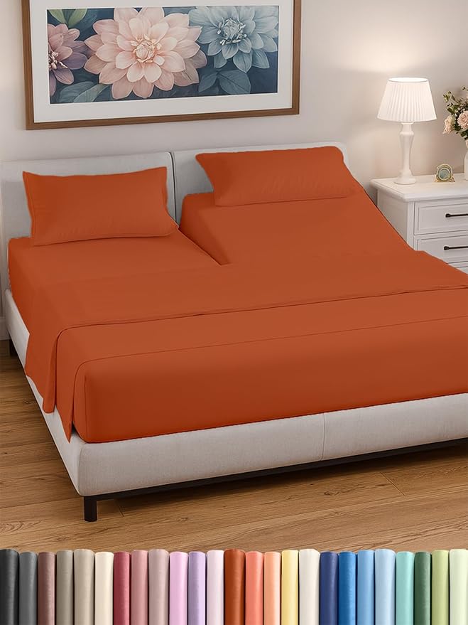Split Head King Sheet Set – 4 Piece Flex Split Top King Sheets by CGKUnlimited