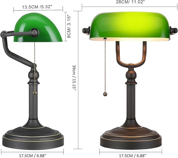 Newrays Antique Green Glass Bankers Desk Lamp - Image 4