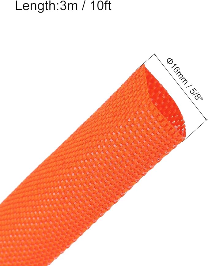 MECCANIXITY Braided Cable Sleeves Heat Shrinkable Fabric Sleeving, 5/8" 10ft - Image 2