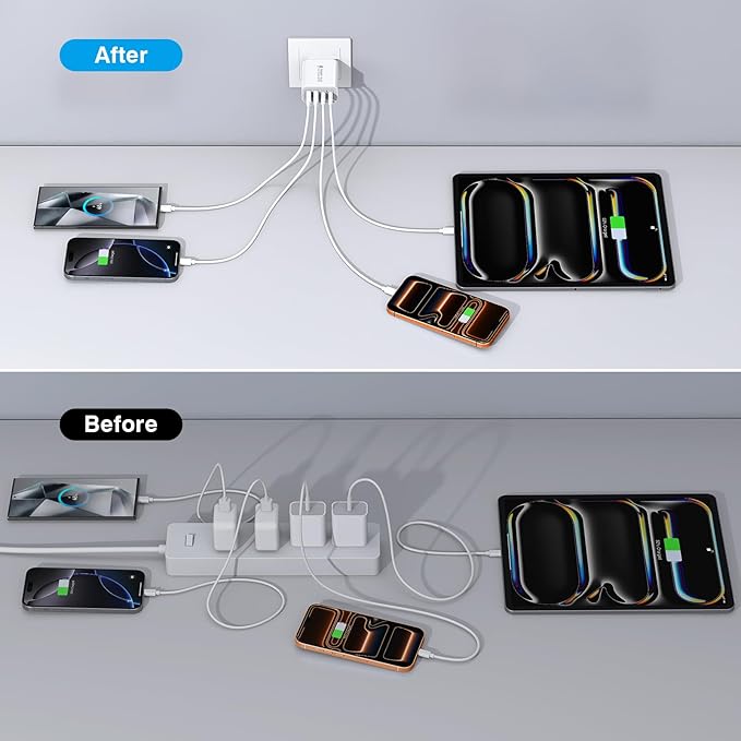 USB C Wall Charger, 40W Fast USB C Charger Block, 4-Port PD+QC Wall Plug Power - Image 6