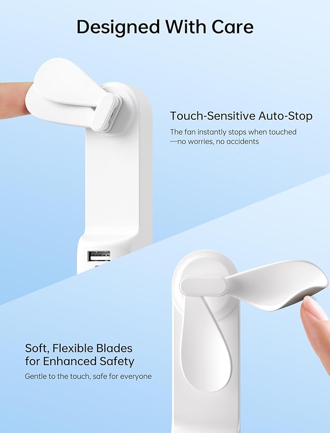 JISULIFE Handheld Mini Fan, 3 IN 1 USB Rechargeable Portable Fan - Image 7