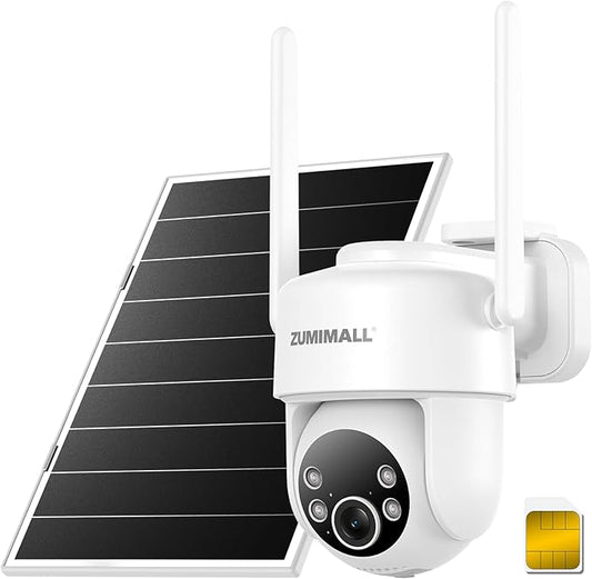 ZUMIMALL 24/7 Recording 4G LTE Cellular Security Camera, No WiFi AOV Solar by ZUMIMALL
