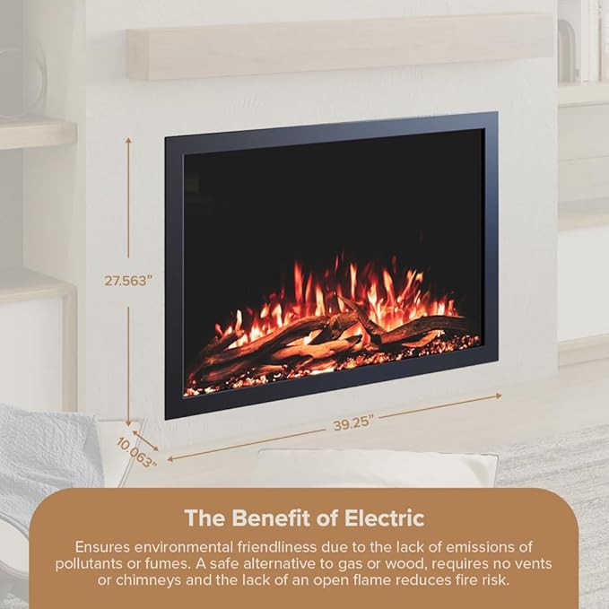 Modern Ember Highmark Traditional 38 Inch Built-in Smart Electric Fireplace - Image 6