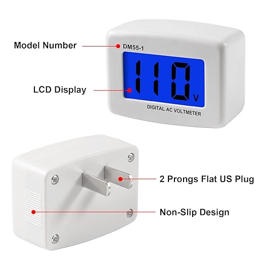 AITIAO 3Pcs Voltage Test Monitor, Flat US Plug AC 80-300V LCD Digital Voltmeter - Image 2