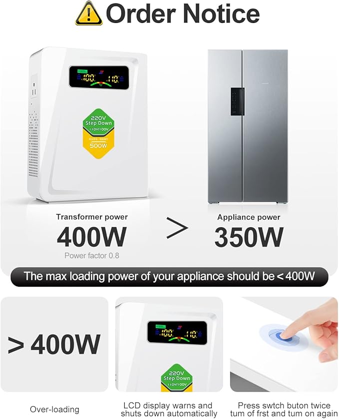 Voltage Converter 220 to 110 Step Down Transformer 500W Adapter, No Noise - Image 5