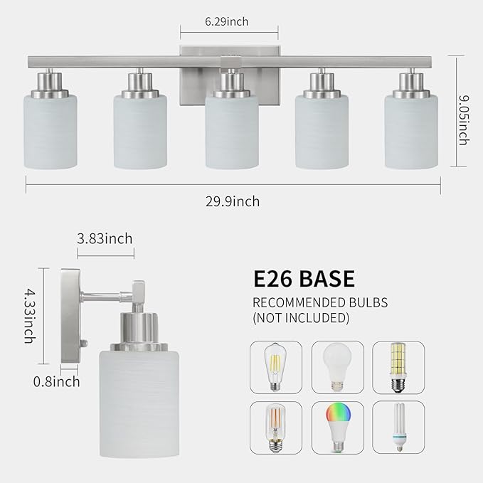 DIKAIDA 5-Light Bathroom Light Fixtures, Modern Bathroom Wall Lights Over Mirror - Image 3