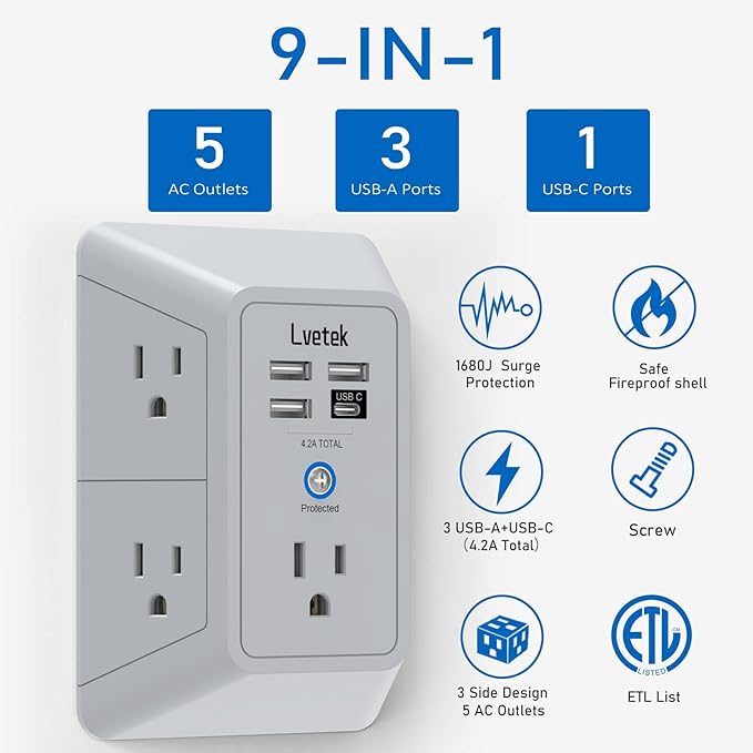 Outlet Extender, Surge Protector Outlet - Image 2