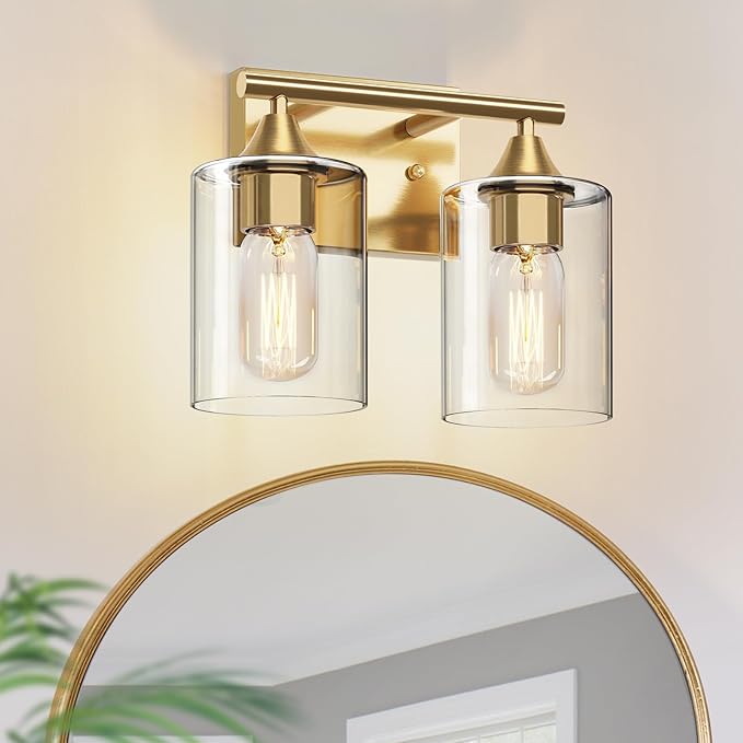 XPEHK Gold Vanity Lights for Bathroom, 2-Light Bathroom Light Fixtures - Image 8