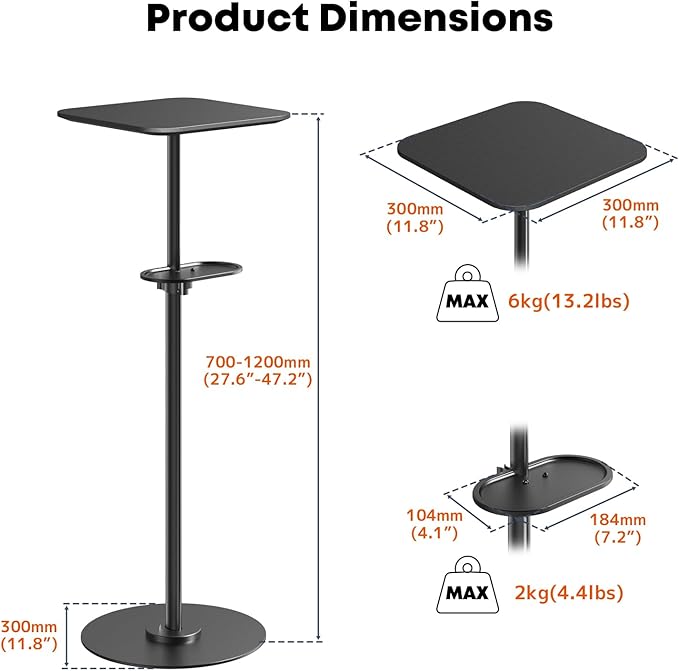 PUTORSEN Heavy-Duty Projector Stand – Height Adjustable Floor Projector - Image 4