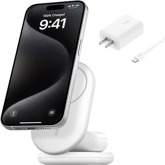 Belkin MagSafe-Compatible Charger, 2-in-1 Magnetic Foldable Charger 15W by Belkin