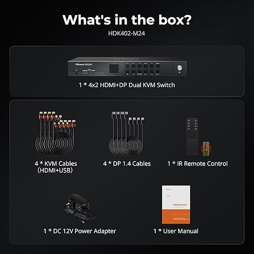TESmart 4K@144Hz Displayport+HDMI KVM Switch 2 Monitors 4 Computers, HDMI 2.1 & - Image 9