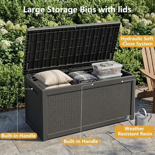 380 gallon outdoor storage box waterproof lockable deck, view 9