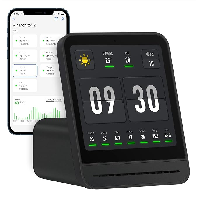 Qingping Air Quality Monitor Gen 2, Air Quality Monitor Indoor Detects PM2.5 by Qingping