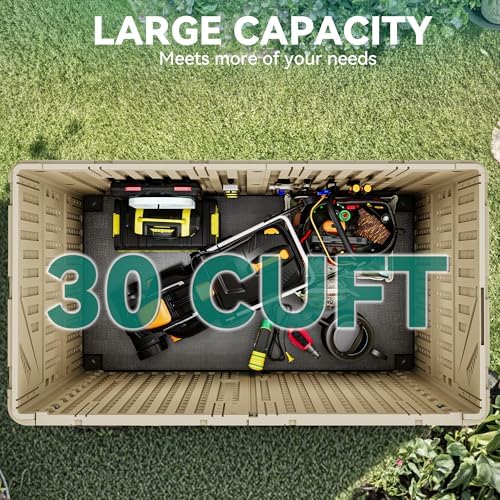 yitahome outdoor storage shed w/o shelf, 30 cu shown in use