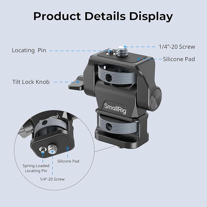 SmallRig Adjustable Camera Monitor Mount, 360° Swivel and 180° Tilt Monitor - Image 2