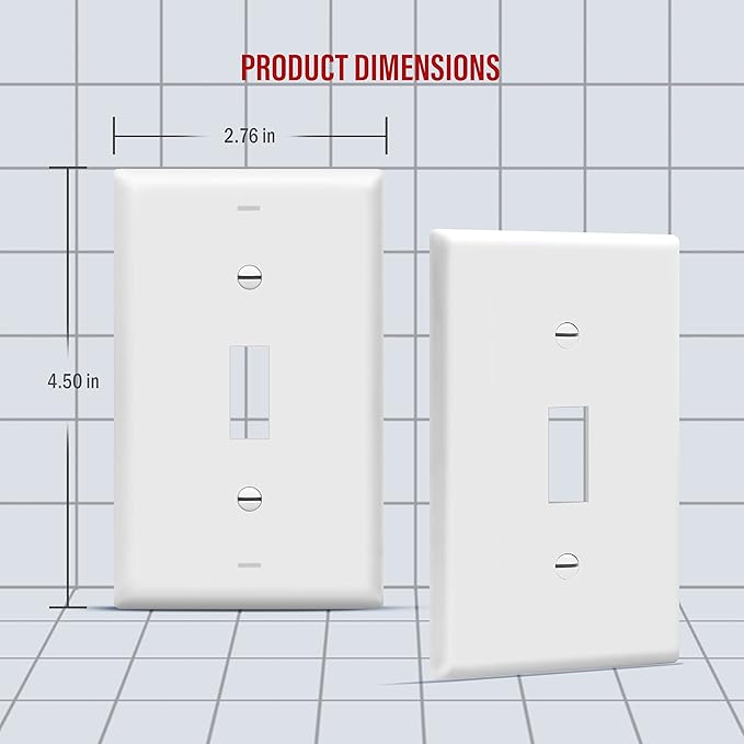 ENERLITES Toggle Light Switch Wall Plate, Gloss Finish, Standard Size 1-Gang - Image 2