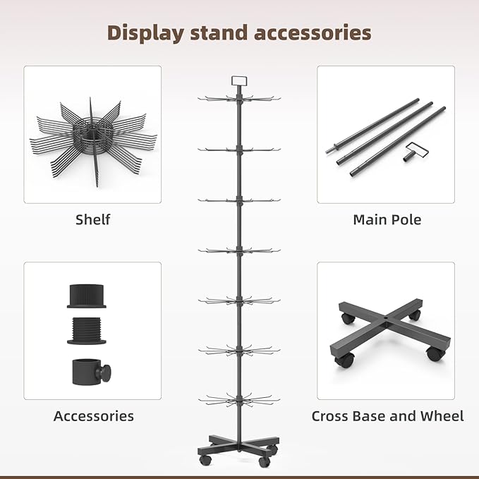 YEOOE Retail Display Racks 7 Tier Spinning Display Stand, Movable Shop Spinner - Image 4