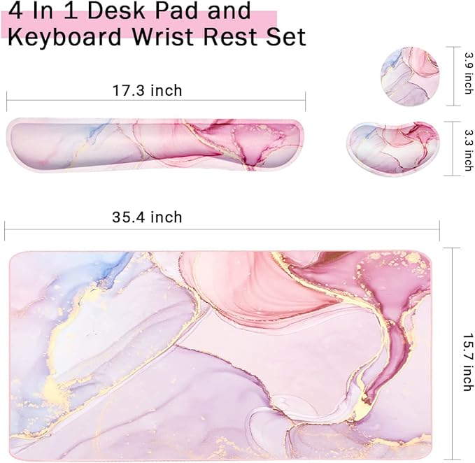 Keyboard Mouse Pad Set, Extended Mouse Pad+Keyboard Wrist Rest Support - Image 4