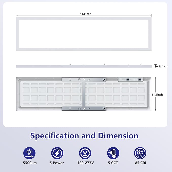 AIKVSXER 1x4 Led Flat Panel Light Surface Mount-4 Pack, 50W 5500Lm Dual - Image 6
