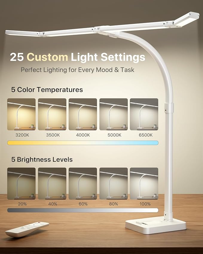 ONEMIX 42" LED Desk Lamp for Home Office, Eye-Caring Desk Light - Image 8