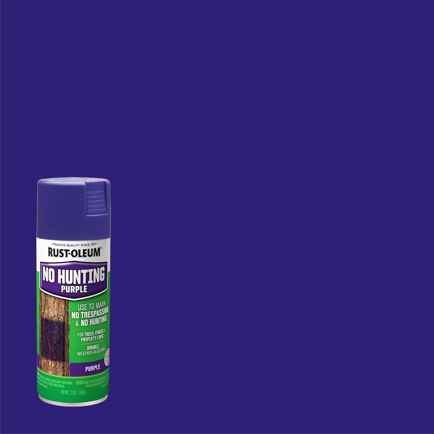 Rust-Oleum No Hunting Purple Spray Paint | Boundary Marking Paint, Property Line Identification, High Visibility Finish, Outdoor Use, 12 Oz
