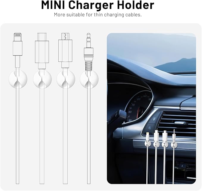 18 Pack Mini Cable Clips, Znben Cord Organizer Holder Adhesive Cord Management - Image 8