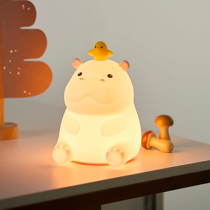 ATSUI Hippo Night Light, LED Squishy Novelty Animal Lamp, Food Grade Silicone by ATSUINIGHTLIGHT