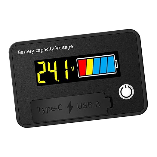 12V 24V Battery Capacity Indicators DC8-30V Leads Acid Lithium Voltages Tester by Unknown