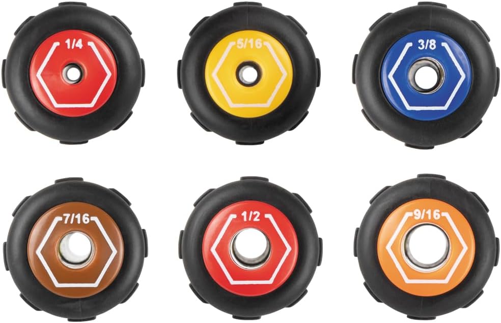 Klein Tools 65438 Heavy-Duty Hollow Shaft Nut Driver, Color-Coded 3/8-Inch Hex, Pass Through Design, 6-Point Socket, and Cushion-Grip Handle