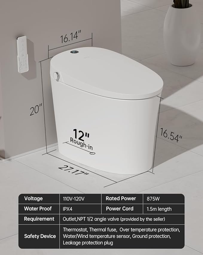 EPLO Smart Toilet Bidet with Auto Open Close, Foam Shield, 1000G MaP Flush Score - Image 7