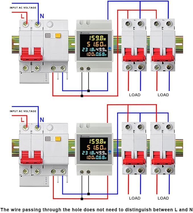 KETOTEK Single Phase Energy Meter Din Rail Electricity Usage Monitor AC 40-300V - Image 4