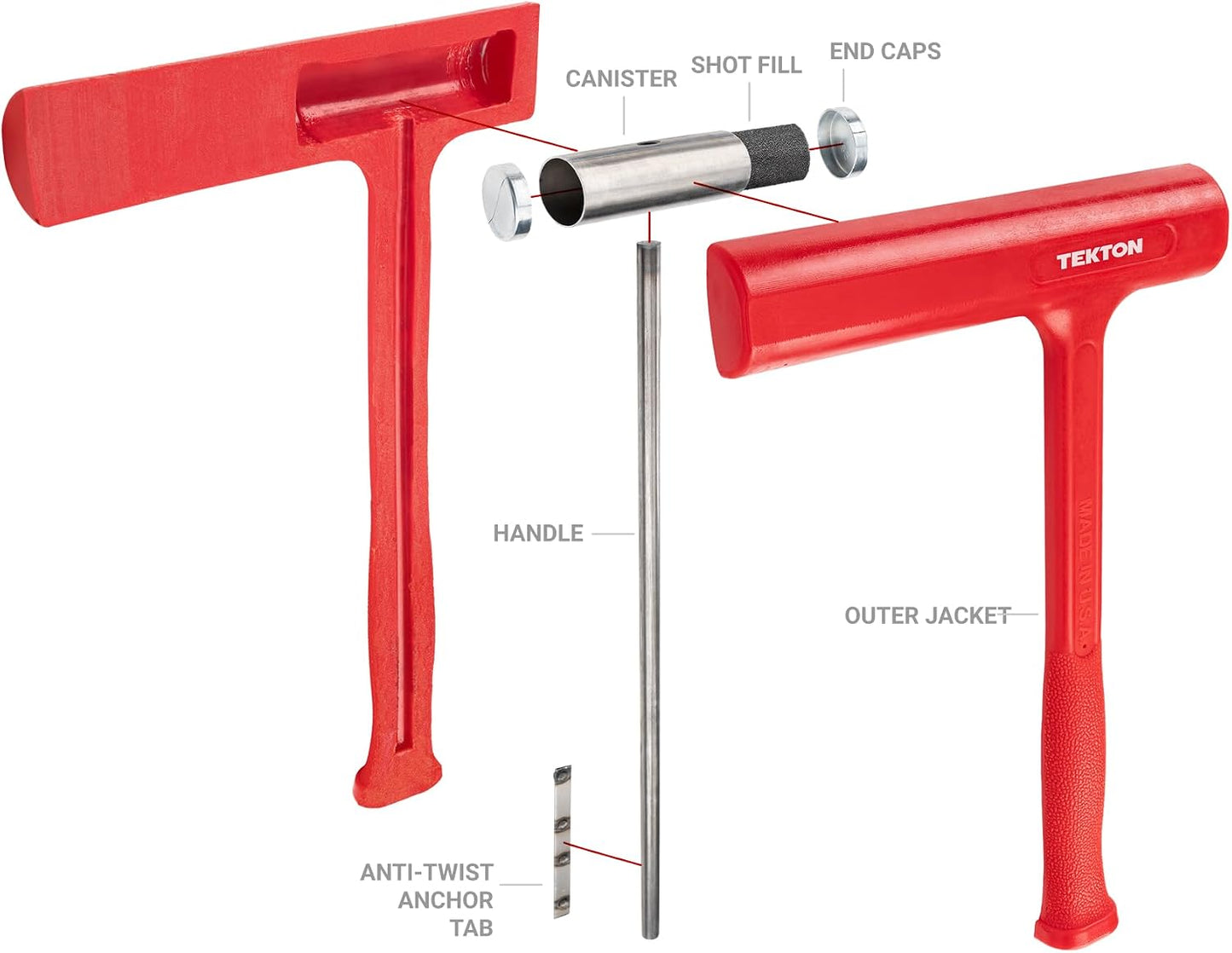 TEKTON 32 oz. Dead Blow Piston Hammer | HDB30032 | Made in USA