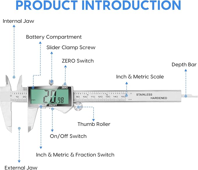 Digital Caliper, 6 Inch Caliper Tool - Image 7