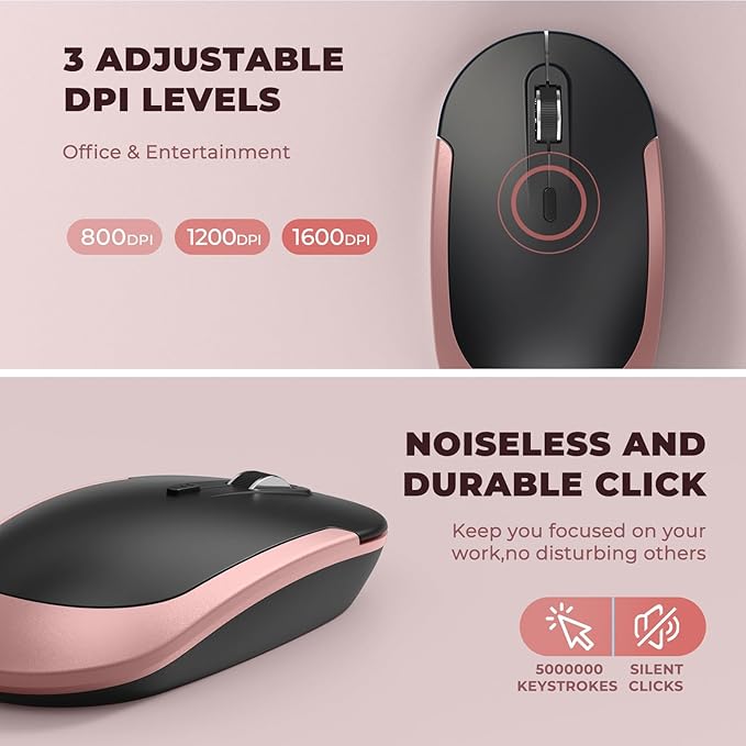 Wireless Keyboard and Mouse, Vssoplor 2.4GHz Rechargeable Compact Quiet - Image 5