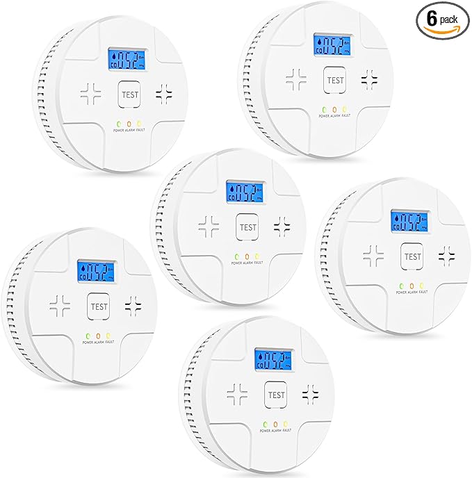 6 Packs, 2 in 1 Technology, Carbon Monoxide Detector, Co Alarm, 85db Alert by ARIKON