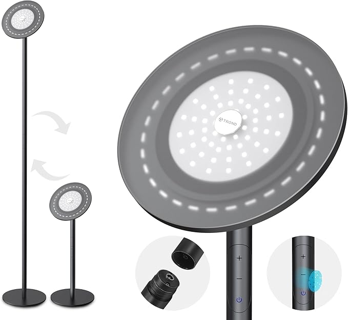 TROND Floor Lamp, Bright Sky LED Modern Torchiere Lamp, 71 in Tall Aluminum by TRONDOfficial