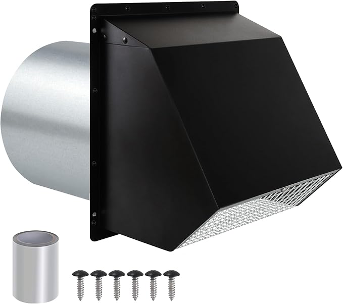 7Inch Wall Vent with Screen and Damper, Galvanized Steel Hooded Wall Vent Cover by JYINCPED