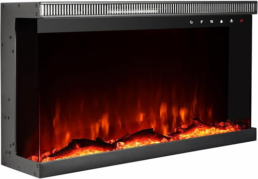 Charavector 30 inch 3-Sided Electric Fireplace Inserts by CHARAVECTOR