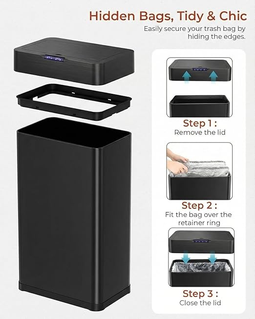 TLSUNNY 18.5 Gallon Motion Sensor Trash Can, Touchless Automatic Garbage Can - Image 6